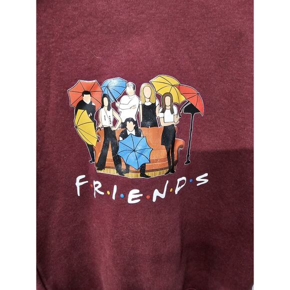 Friends TV Show Graphic Cartoon Hooded Sweatshirt | Maroon | Unisex | Size M - Picture 2 of 4